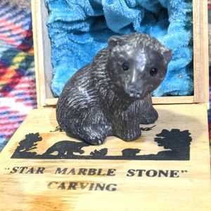 Bear figurine hand carved "star marble stone" cute bear